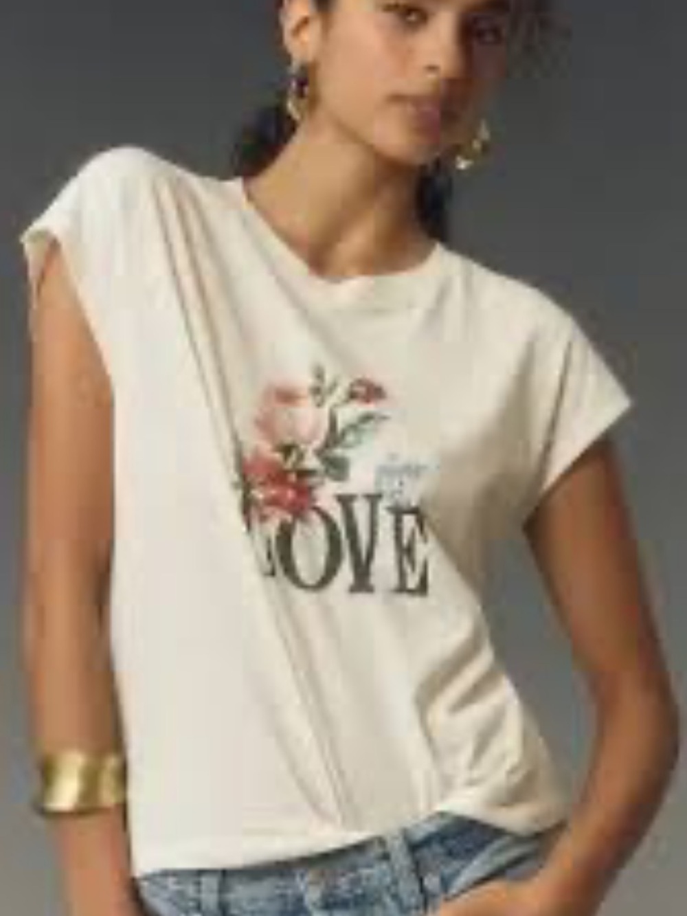 ANTHROPOLOGIE Floral Love Graphic Muscle Tee Size XS